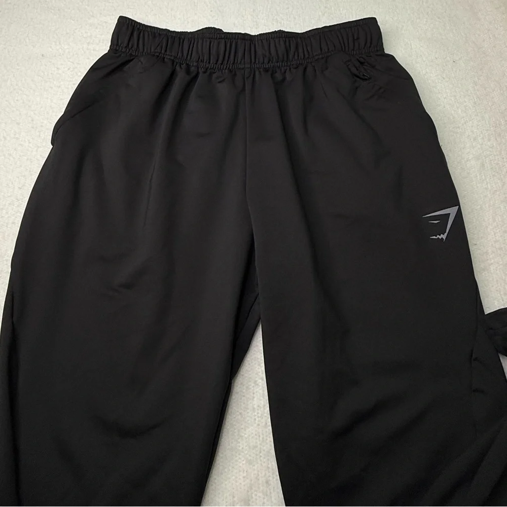 Gymshark Women's Black Taped Leg Adjustable Drawstrings Sweatpants Joggers Sz‎ M